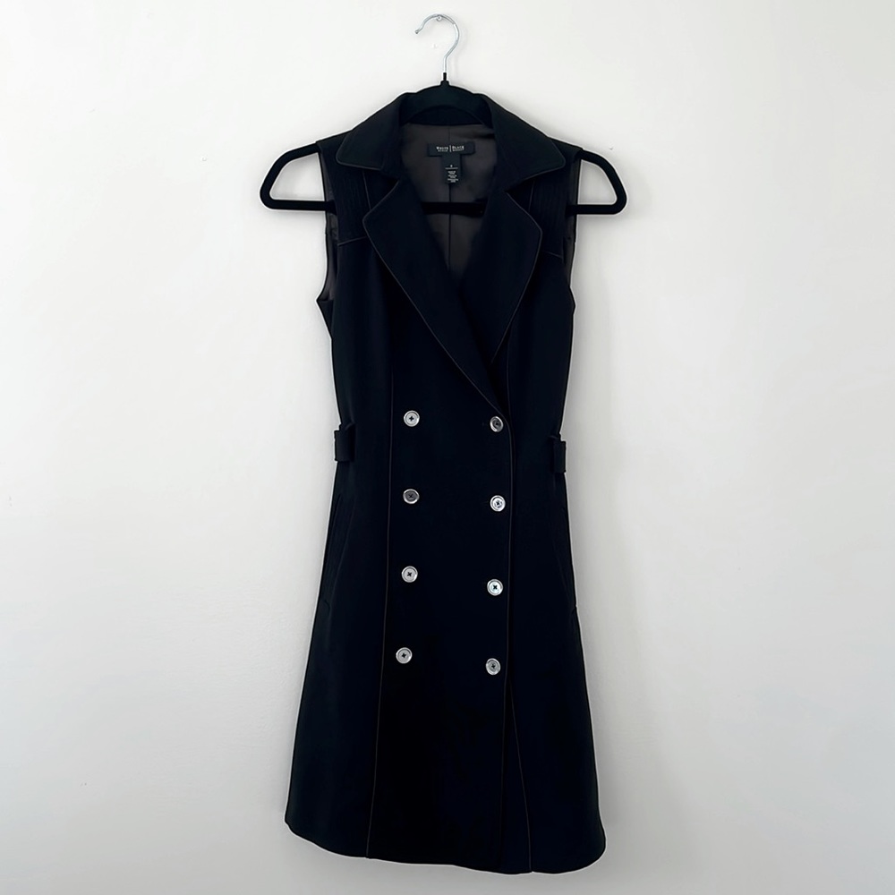 White House Black Market Long Black Belted Blazer Vest